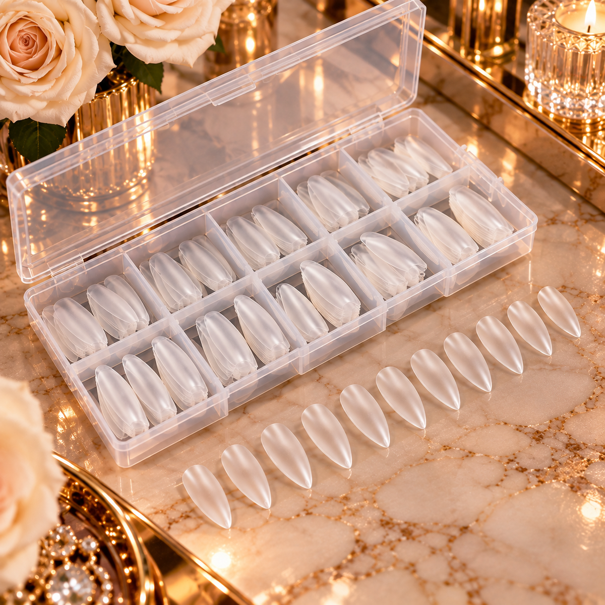 300PCS Frosted Clear Press-On Nails | 18 Style Acrylic Tips