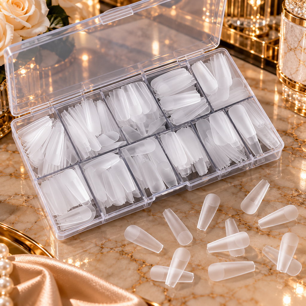 408PCS 18 Size Matte Press-On Nails | Clear French Acrylic