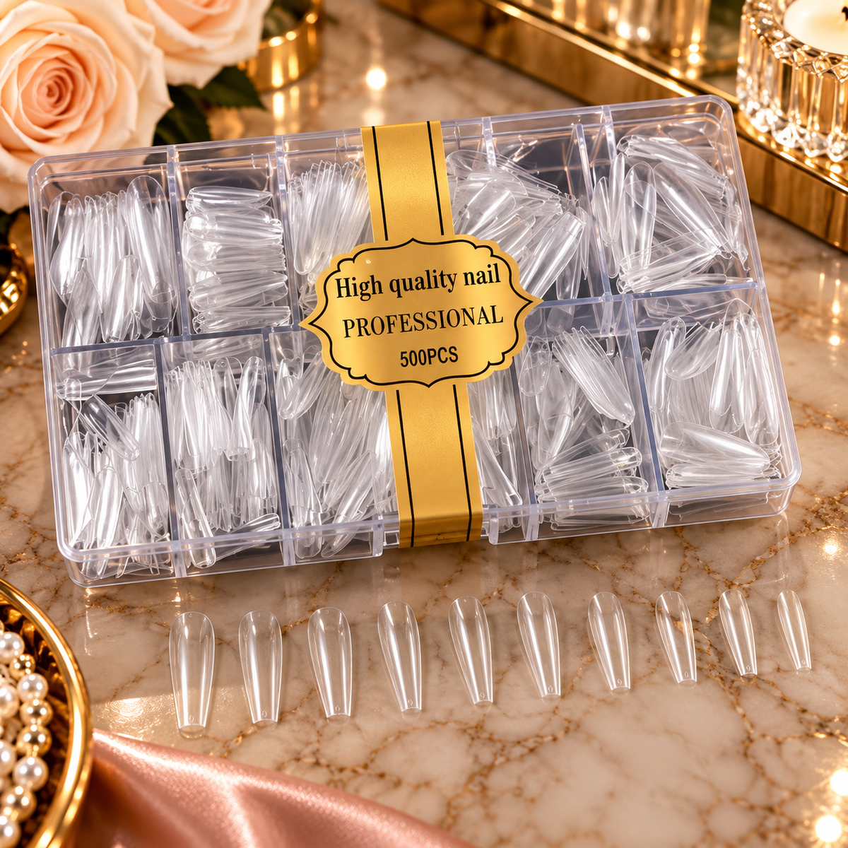 500PCS Clear Press-On Nails | Coffin Square Oval Acrylic Tips