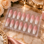 24PCS Pink French Press-On Nails | Long Gradient Jelly Tips