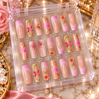 24PCS Gold Butterfly Press-On Nails | 3D Carved Nail Art