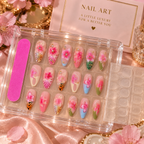 24PCS 3D Flower Press-On Nails | Luxury Steel Ball Nail Art