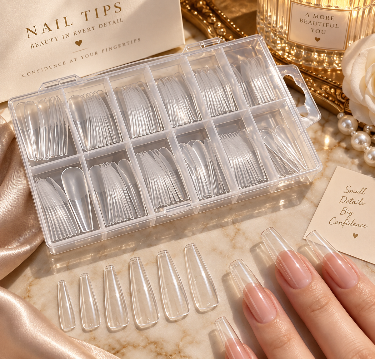 120PCS Long Clear Coffin Press-On Nails | Acrylic Nail Tips