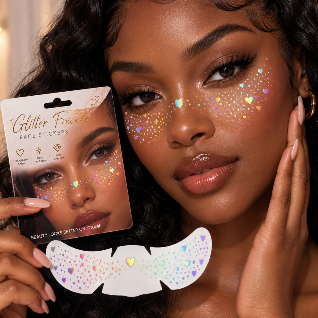 Glitter Freckle Stickers | Holographic Heart Face Tattoos