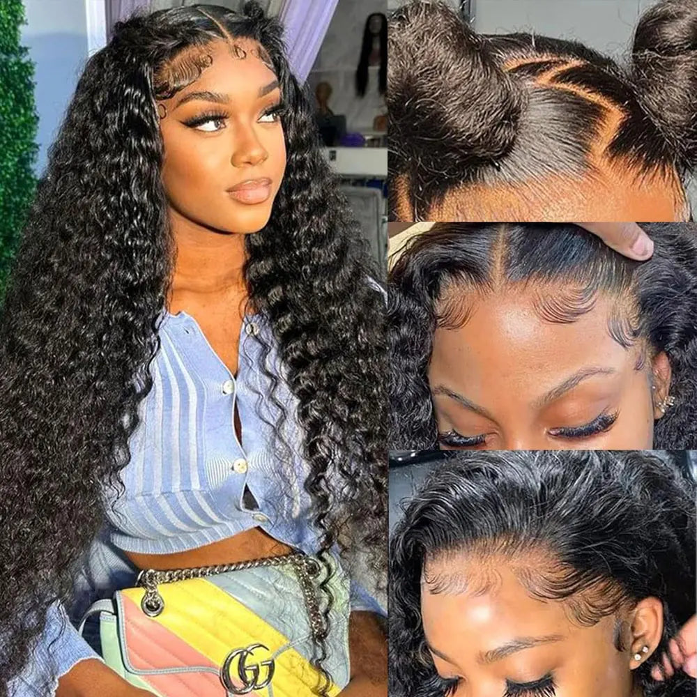 13x6 Glueless HD Lace Deep Wave Human Hair Wig 250%