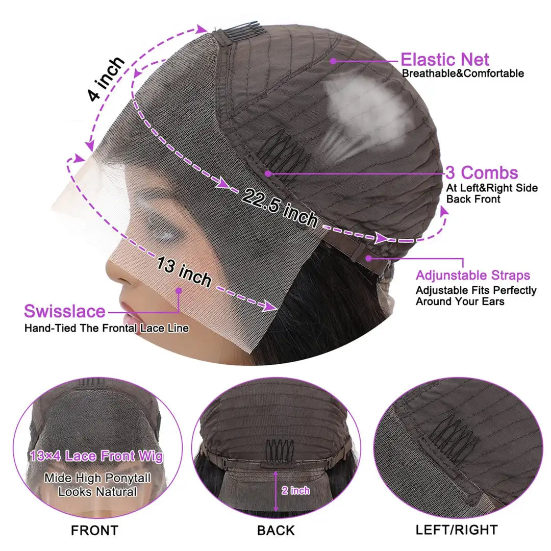 30" Malaysian HD Lace Front Human Hair Wig 180% Density