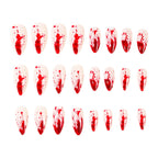 24pc Halloween Press On Nails, Red Blood Almond Full Cover