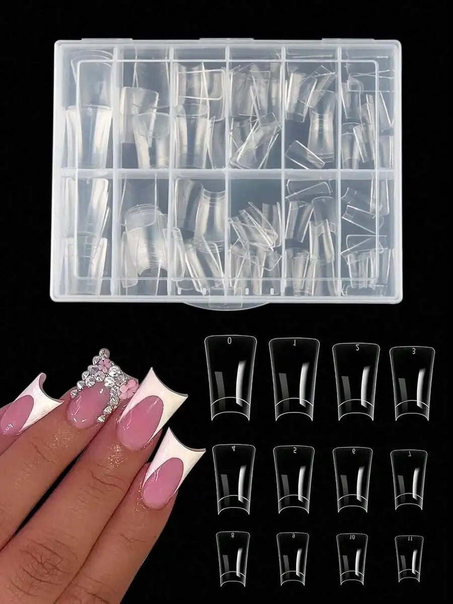 120pcs Clear Duck Nail Tips Acrylic Press On False Nails Full Cover Extension