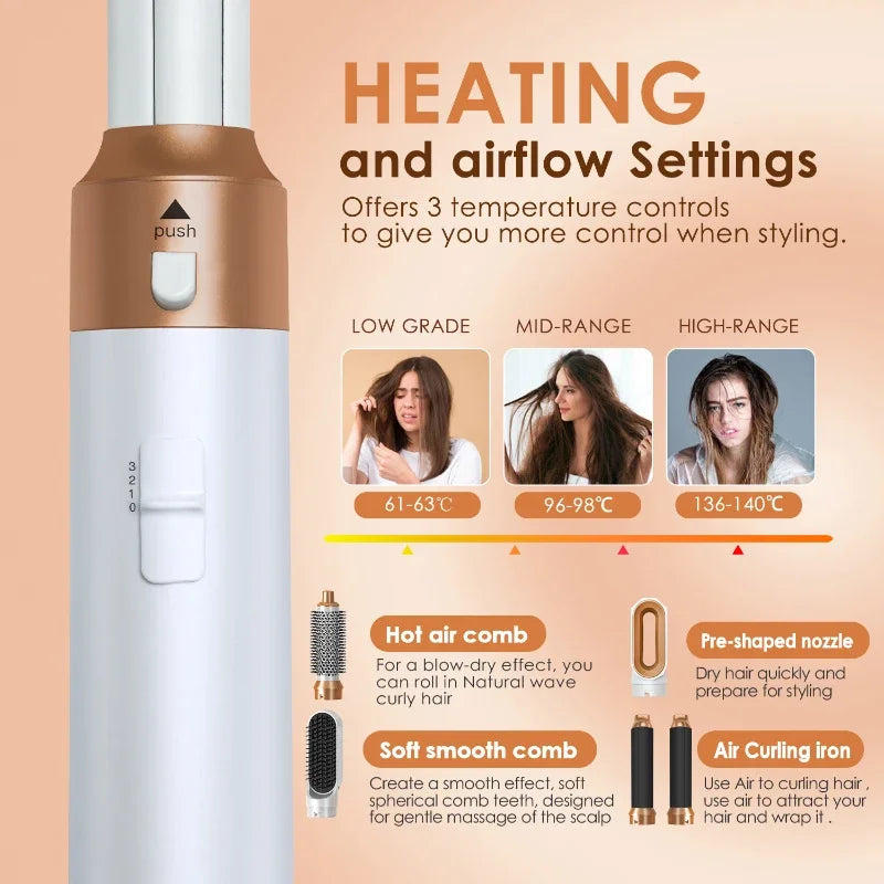 5-in-1 Hot Air Styling Brush Set – Dryer, Curler & Straightener