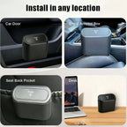 Mini Car Trash Can Leakproof Portable Waste Bin with Thick Garbage Bags