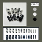 24pc Halloween Press On Nails, Silver Spider Gothic Almond Tips