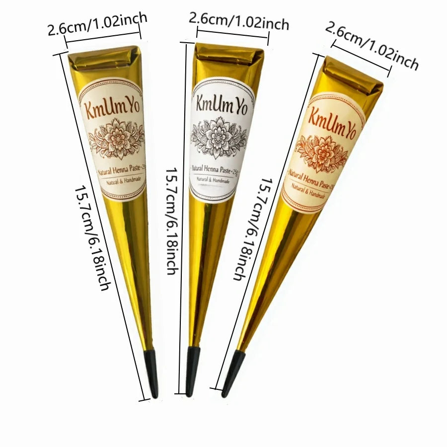 1/3PCS Henna Cone, Brown, Black, Red, Temporary Henna Tattoo, Semi Permanent