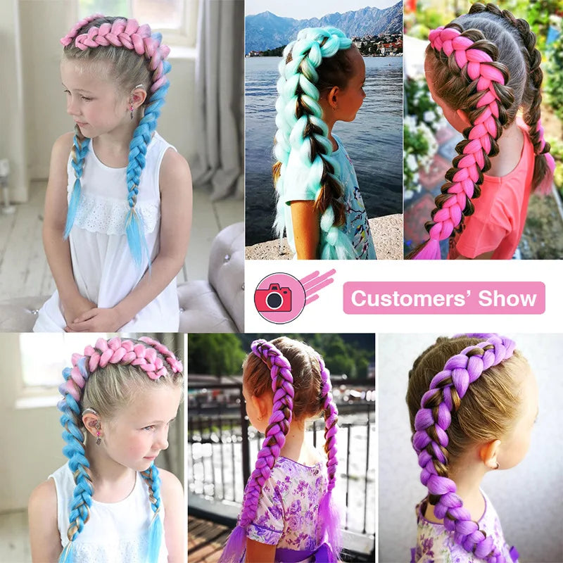 24Inch Synthetic Long Box Jumbo Braiding Hair Extensions Yaki Straight Texture