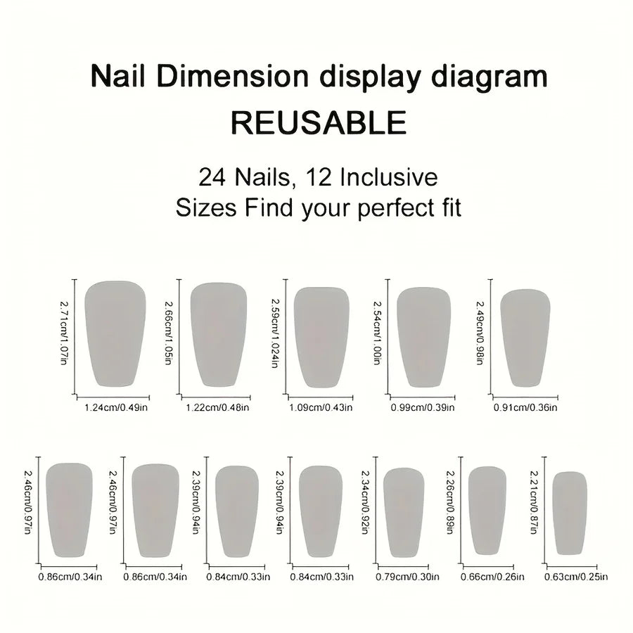 [24pcs Press-On Nails] Mid-Length Transparent Multicolor Butterfly Glossy 24pcs Press-On Nails Removable Nail Stickers Convenien