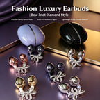 Diamond Bow Open Ear Bluetooth 5.4 Wireless Earbuds, HD Mic