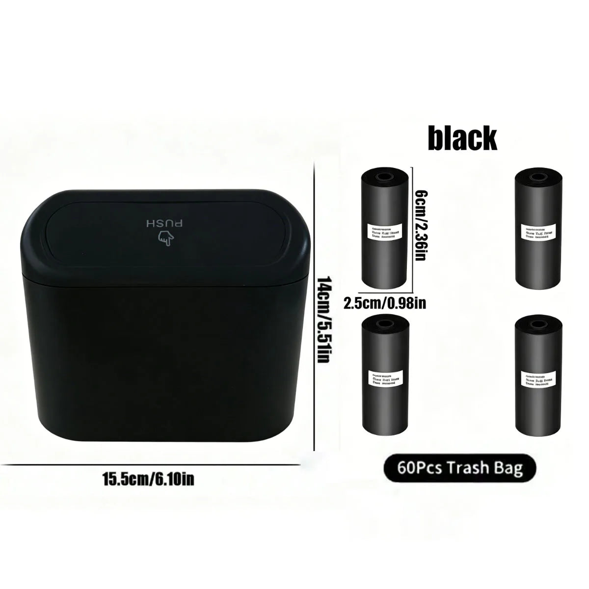 Mini Car Trash Can Leakproof Portable Waste Bin with Thick Garbage Bags
