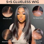 40" HD Lace Front Brazilian Human Hair Wig 250% Density