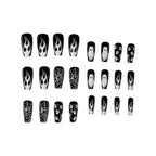 24pc Halloween Press On Nails, Black Coffin Ghost Skull Web