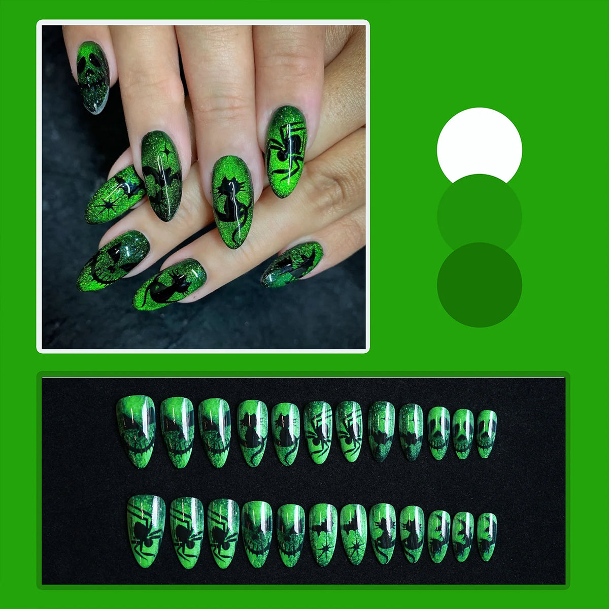 24pc Halloween Press On Nails, Black Ballet Ant Gothic Tips