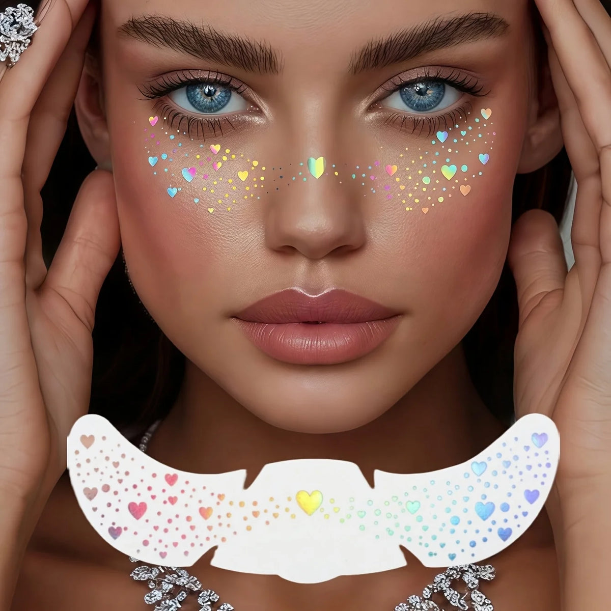 Glitter Freckle Stickers | Holographic Heart Face Tattoos