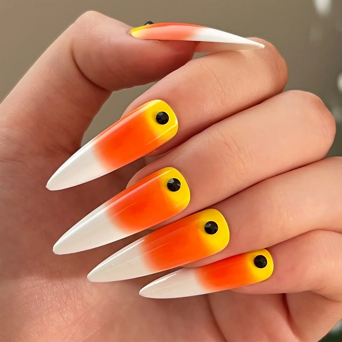 Halloween Gothic Press On Nails, Spider Bat Skull Reusable Tips