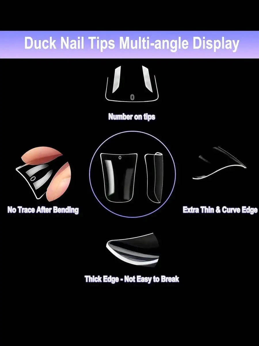 120pcs Clear Duck Nail Tips Acrylic Press On False Nails Full Cover Extension