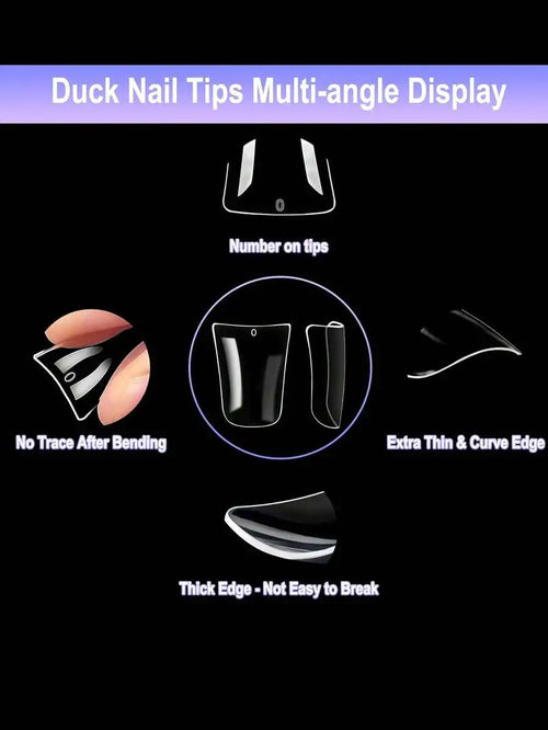 120pcs Clear Duck Nail Tips Acrylic Press On False Nails Full Cover Extension