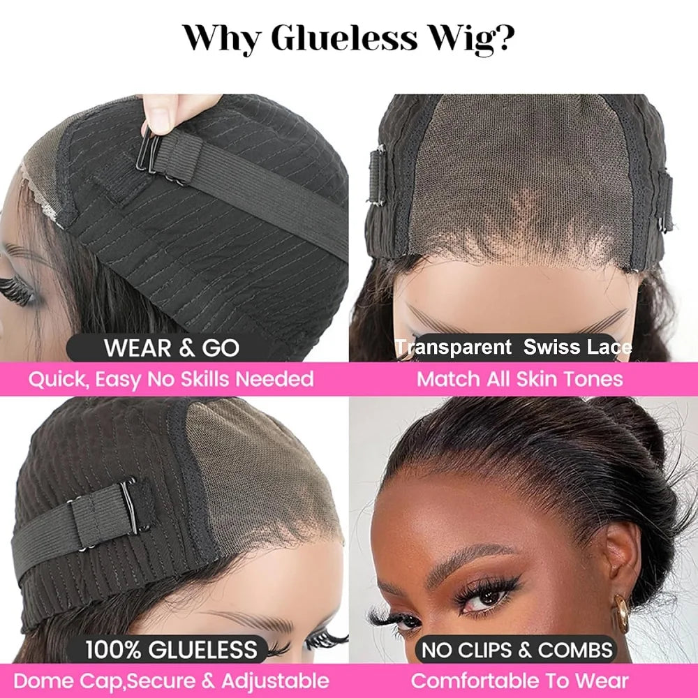 30" Glueless HD Lace Front Human Hair Wig 180% Density
