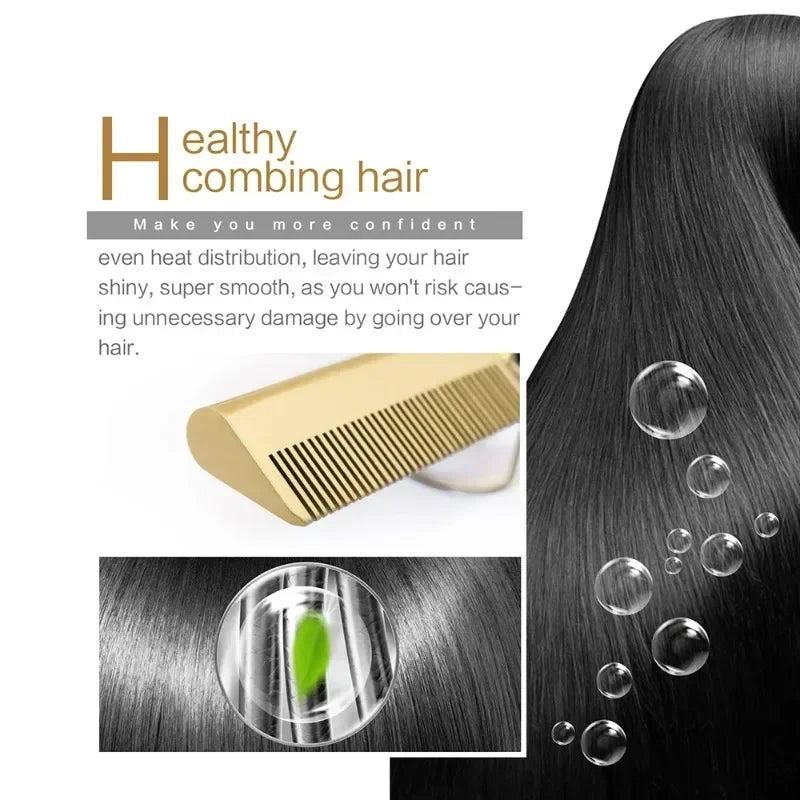 Electric Hot Comb & Straightening Brush – Wet/Dry Hair Styling Tool
