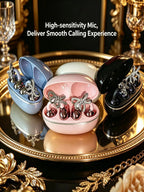 Diamond Bow Open Ear Bluetooth 5.4 Wireless Earbuds, HD Mic