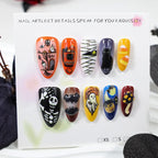 24pc Halloween Press On Nails, Silver Spider Gothic Almond Tips