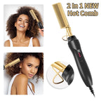 Electric Hot Comb & Straightening Brush – Wet/Dry Hair Styling Tool
