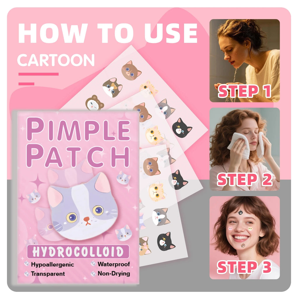 600 Pieces of Cartoon Cat Acne Patches, Facial Acne Patches, Concealer Acne Patches, and Pimples Patches. Ultra-Thin and Breathable