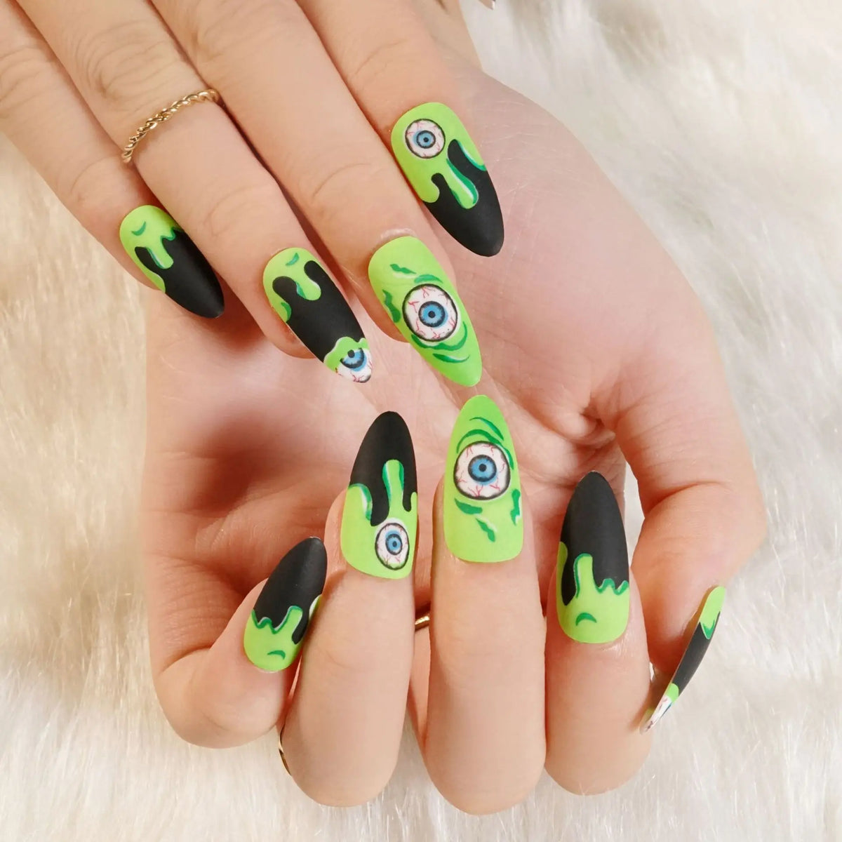 Halloween Gothic Press On Nails, Spider Bat Skull Reusable Tips