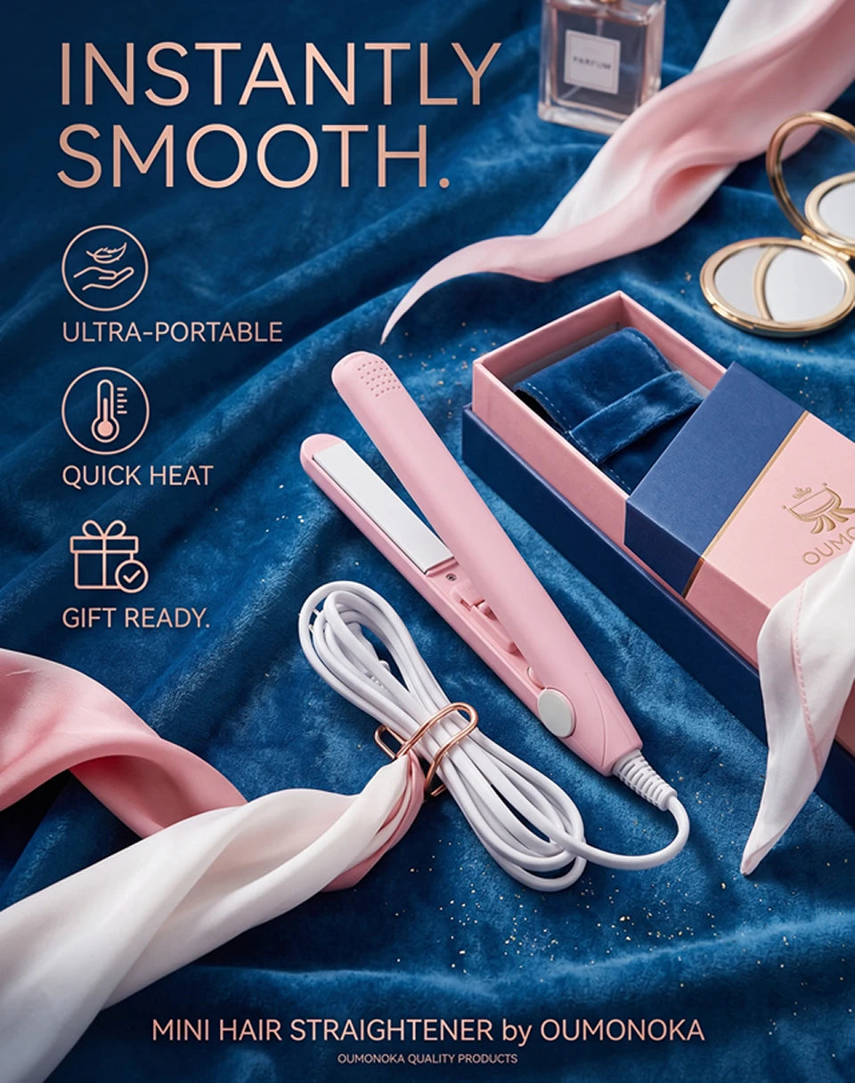 3-in-1 Mini Hair Iron – Straightener, Hot Comb & Curling Tool