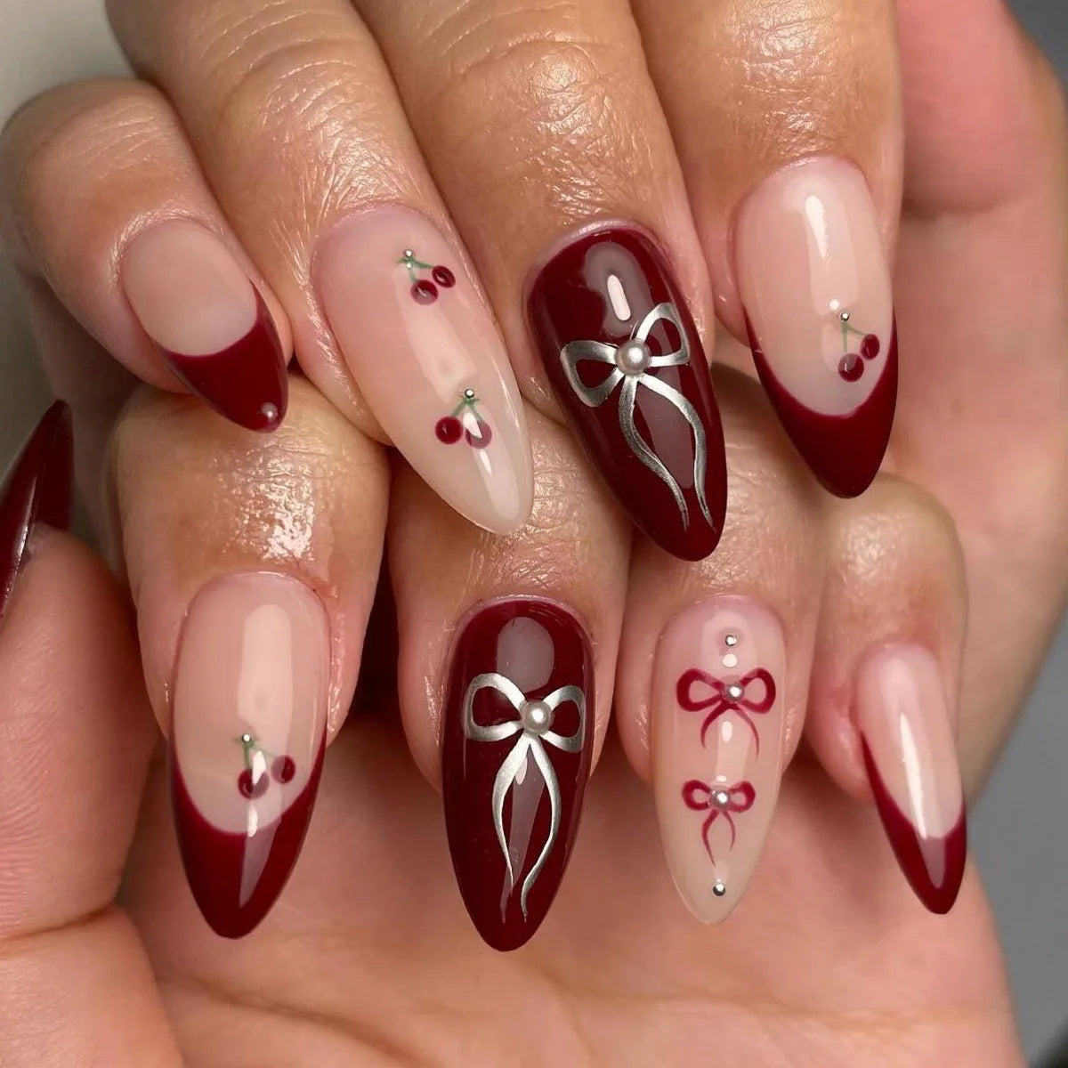 24pc Halloween Press-On Nails Black Y2K Butterfly Diamond Long Almond Tips