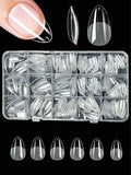 330pcs Short Almond Acrylic Matte Transparent Nail Tips 15 Sizes Press On Artificial Nails