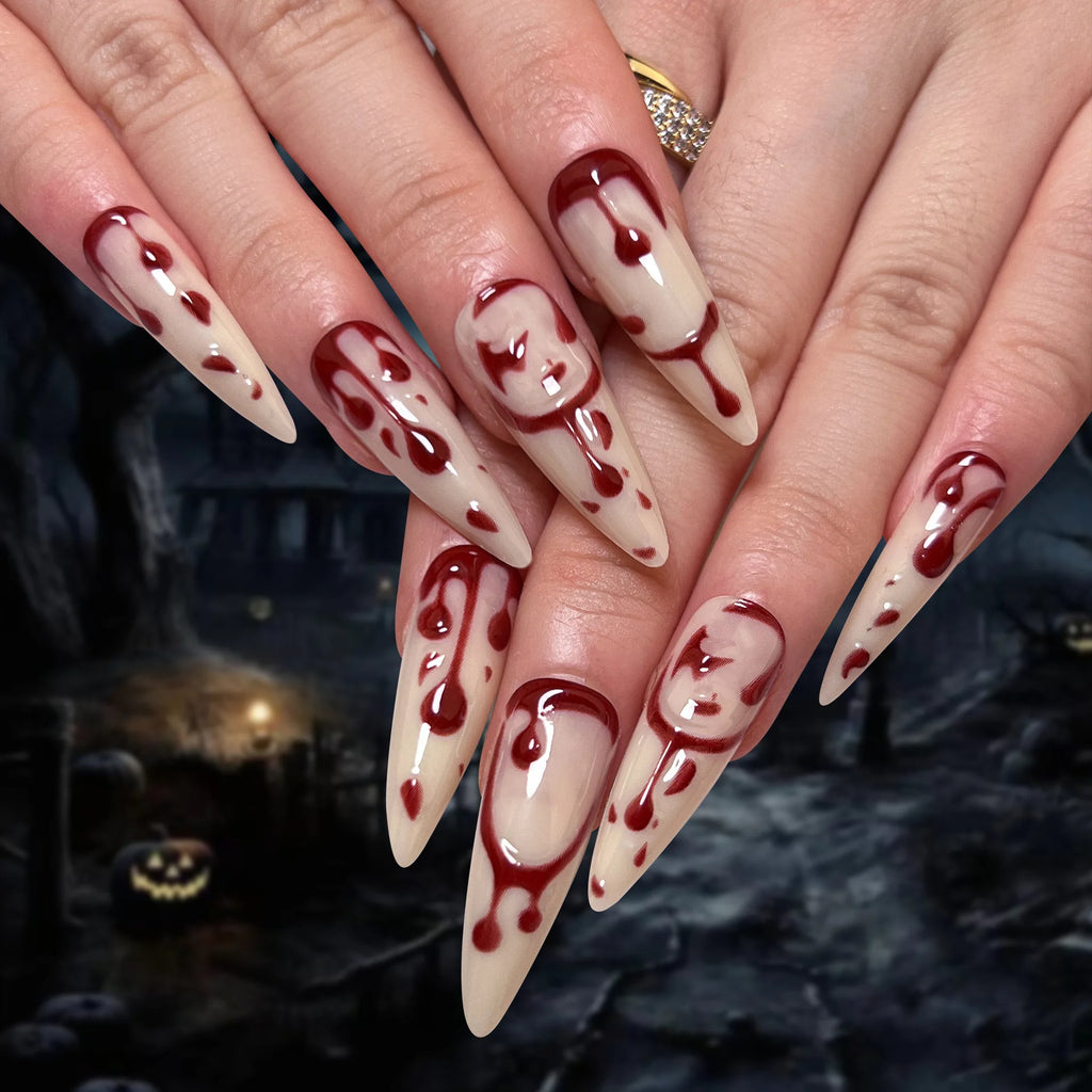 24pc Halloween Press-On Nails Black Y2K Butterfly Diamond Long Almond Tips