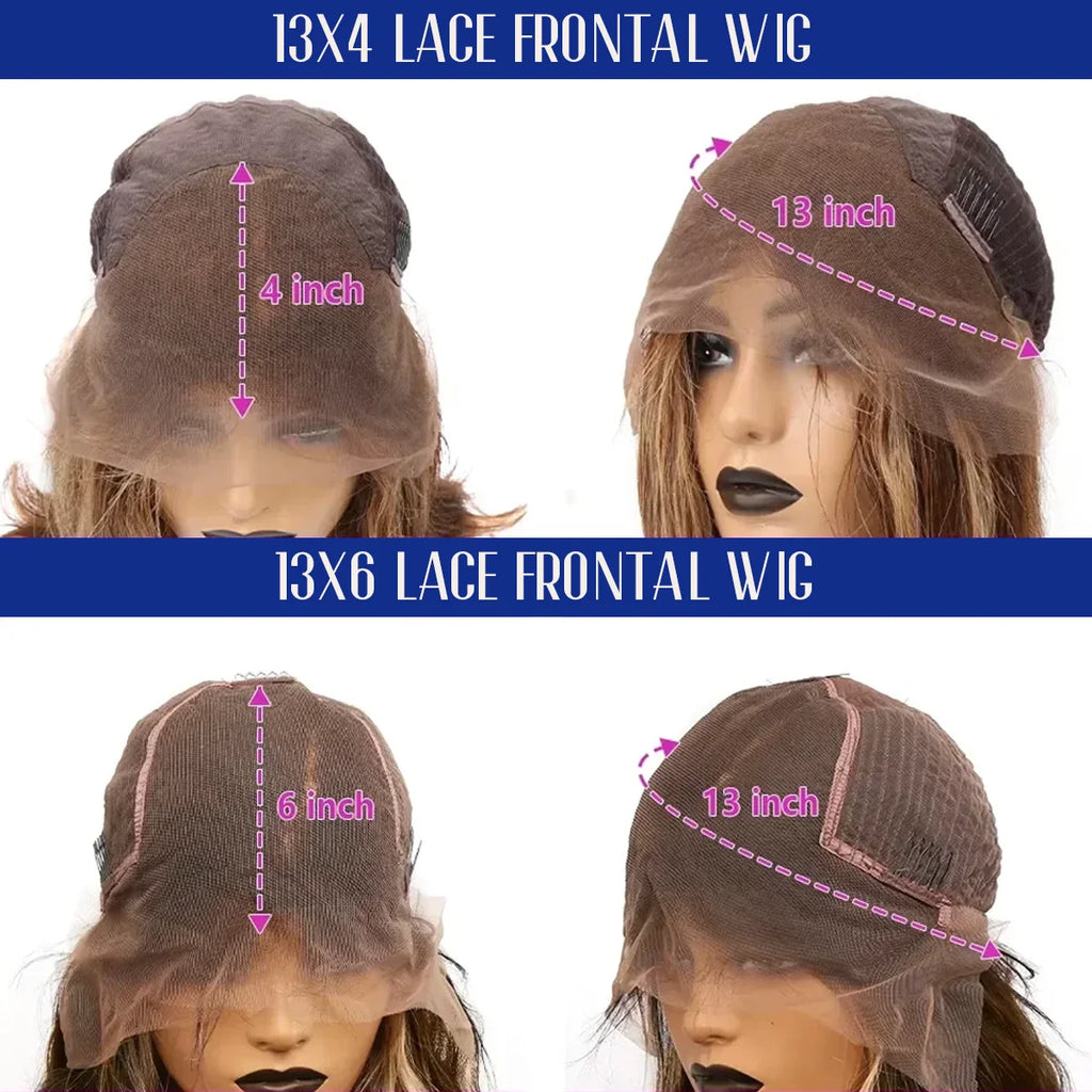 P4/27 Highlight Body Wave 40 Inch Long & 200% Density Human Hair Wigs HD