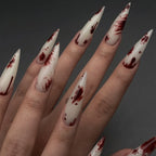24pc Halloween Press-On Nails Black Y2K Butterfly Diamond Long Almond Tips
