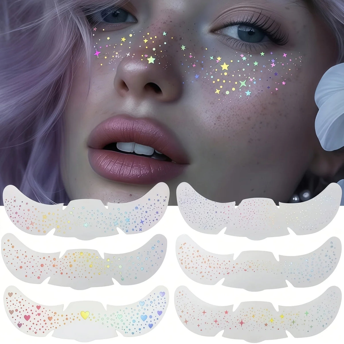 Glitter Freckle Stickers | Holographic Heart Face Tattoos