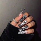 24pc Halloween Skull Press On Nails, Glitter Pink Ballet Tips