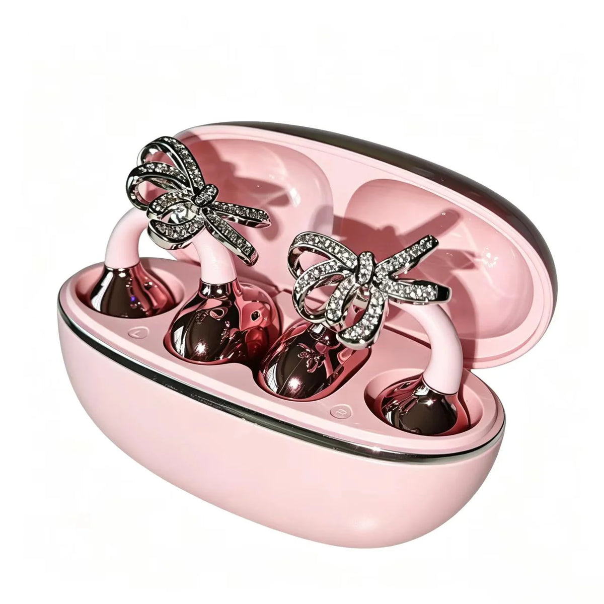 Diamond Bow Open Ear Bluetooth 5.4 Wireless Earbuds, HD Mic