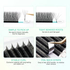 NAGARAKU Automatic Flowering W Shape Bloom 3D 4D 5D 6D Premade Fans Eyelash