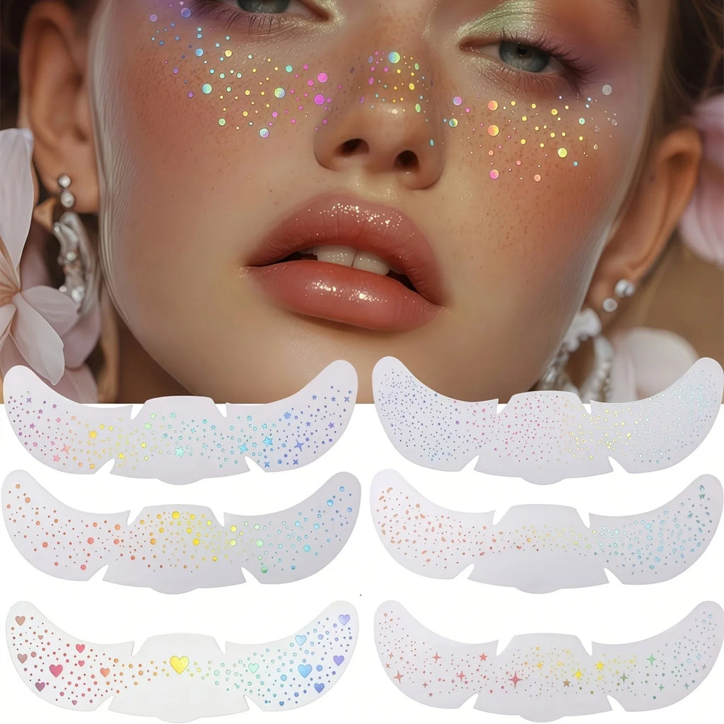 Glitter Freckle Stickers | Holographic Heart Face Tattoos
