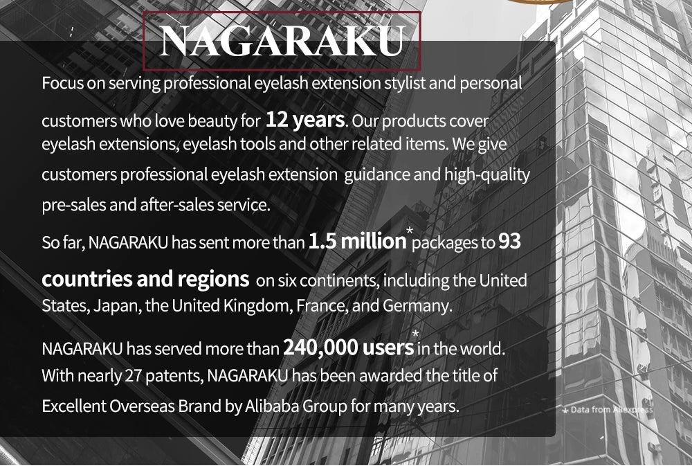 NAGARAKU 16Rows Classic Individual Lash Extensions Matte Black