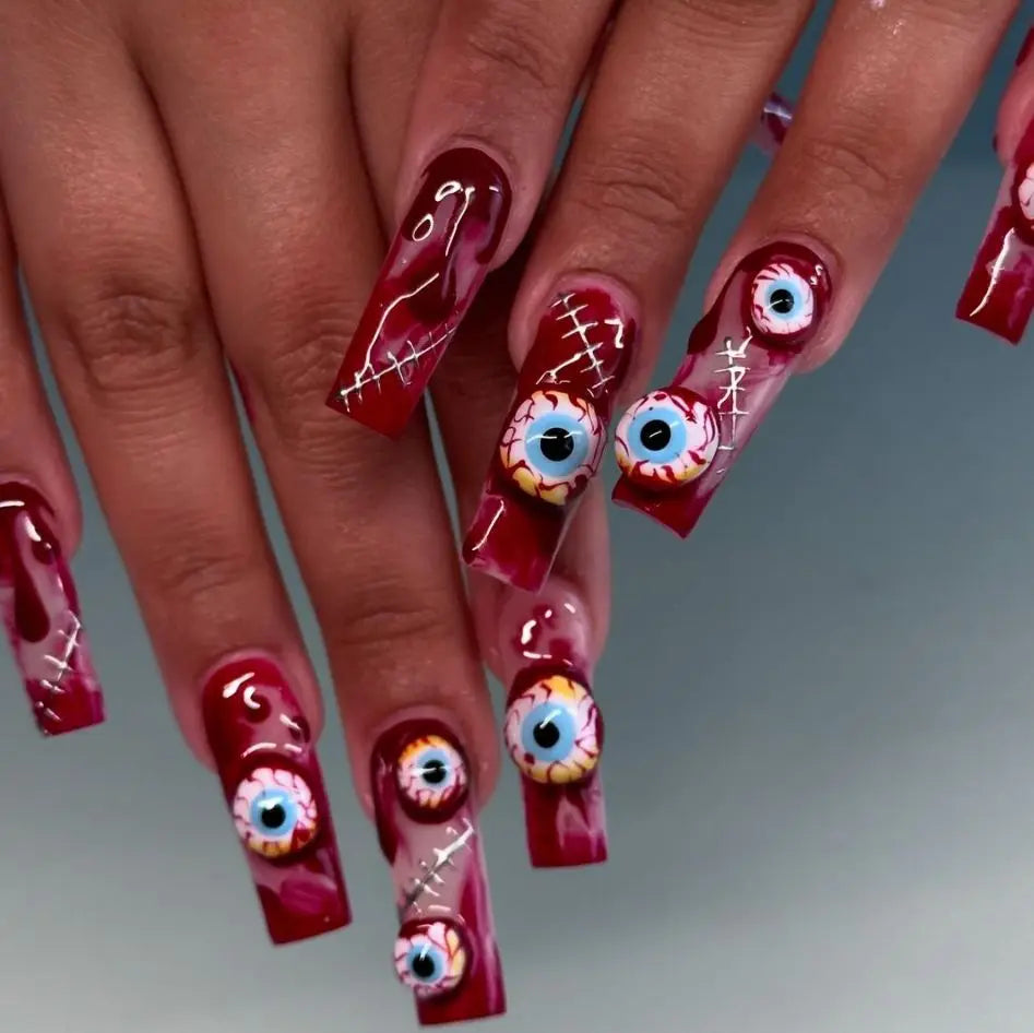 24pc Halloween Skull Press On Nails, Glitter Pink Ballet Tips