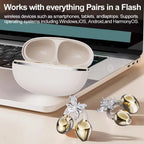 Wireless Open Ear Clip On Earbuds, Bluetooth Crystal Bowknot