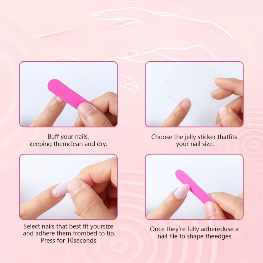 10pcs/Purely Handmade Adorned Nails【Spring Mountain Cold Moon】High-end, Light Luxury Atmosphere, Pure and Ethereal, Clear and Transparent Nail Art, Purely Handmade Adorned Nails, Reusable False Nails, Suitable for Holiday