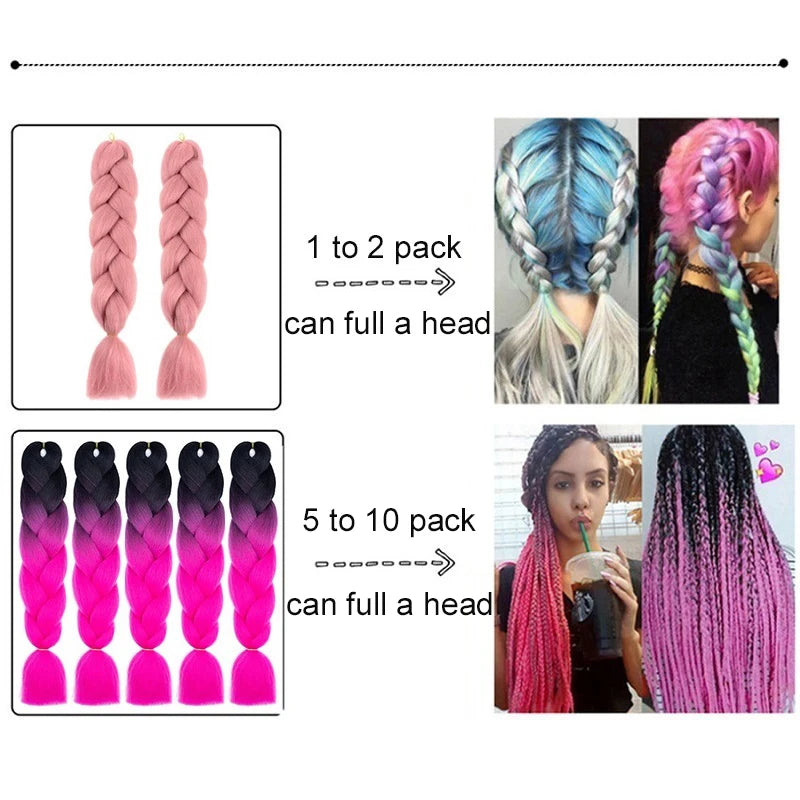 24Inch Synthetic Long Box Jumbo Braiding Hair Extensions Yaki Straight Texture